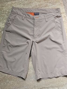 Eddie Bauer Tan Flat-Front Performance Shorts